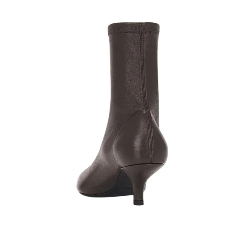 Toteme Heeled Sock Boots in Bark 40 With Box Womens Brown Leather